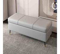 Banco otomano de almacenamiento de cuero, reposapiés rectangular con espacio de almacenamiento para sala de estar, dormitorio y entrada, pieza versátil de decoración del hogar