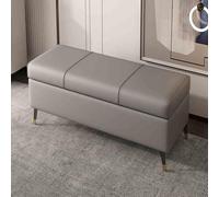 Banco otomano de almacenamiento de cuero, reposapiés rectangular con espacio de almacenamiento para sala de estar, dormitorio y entrada, pieza versátil de decoración del hogar
