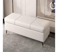 Banco otomano de almacenamiento de cuero, reposapiés rectangular con espacio de almacenamiento para sala de estar, dormitorio y entrada, pieza versátil de decoración del hogar