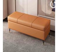 Banco otomano de almacenamiento de cuero, reposapiés rectangular con espacio de almacenamiento para sala de estar, dormitorio y entrada, pieza versátil de decoración del hogar