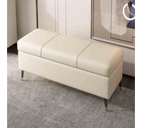 Banco otomano de almacenamiento de cuero, reposapiés rectangular con espacio de almacenamiento para sala de estar, dormitorio y entrada, pieza versátil de decoración del hogar
