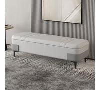 Banco otomano de almacenamiento de piel sintética de gran capacidad para sala de estar, entrada y dormitorio, solución elegante y funcional para decoración del hogar