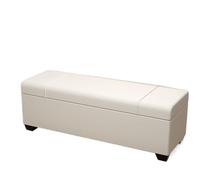 Banco otomano de almacenamiento de piel sintética extra largo, impermeable, cambiador de zapatos con tapa con bisagras para dormitorio y sala de estar, opciones de 23.6 a 63 pulgadas (blanco, 110 x 40