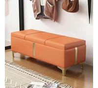 Banco otomano de almacenamiento de piel sintética, muebles multifuncionales tapizados para entrada, sala de estar, dormitorio, pasillo, asiento final de la cama, color marrón oscuro