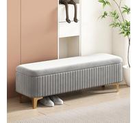 Banco otomano de almacenamiento de terciopelo para dormitorio, reposapiés cuadrado con base de madera, asiento de almacenamiento para entrada y pasillo, elegante decoración del hogar, color: L