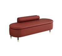Banco otomano de almacenamiento extra largo con parte superior abatible elegante zapatero y reposapiés para el final de la cama, marco de madera maciza, color rojo oscuro, 80 cm, ideal para sala de