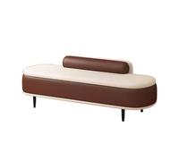 Banco otomano de almacenamiento moderno con respaldo acolchado, banco de zapatos de entrada, reposapiés de piel sintética, color marrón, 120 cm, muebles elegantes y funcionales para el hogar