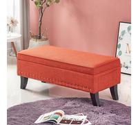 Banco otomano de almacenamiento rojo versátil para zapatos y reposapiés, elegante baúl de almacenamiento para sala de estar, dormitorio, entrada (120 x 45 x 40 cm)