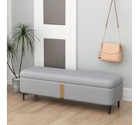 Banco otomano de almacenamiento, tapizado de piel sintética para dormitorio, sala de estar, entrada, gran espacio de almacenamiento, diseño versátil para organización del hogar