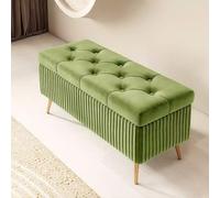 Banco otomano de almacenamiento verde claro de 150 cm, reposapiés para dormitorio, sala de estar, entrada, soluciones de almacenamiento elegantes para extremo de cama y salón de belleza, muebles