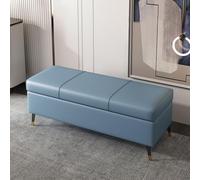 Banco otomano de cuero con asiento tapizado rectangular con cremallera de seguridad, patas de metal, perfecto para dormitorio y final de cama, decoración elegante del hogar