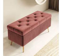 Banco otomano de terciopelo para dormitorio y pasillo, tapa plegable, reposapiés acolchado, elegante color pasta de frijoles, 40 cm, solución que ahorra espacio