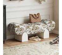 Banco otomano de terciopelo para entrada, asiento tapizado al final de la cama, reposapiés elegante con patas de madera maciza, ideal para sala de estar y pasillo (31 x 16 x 20 pulgadas)