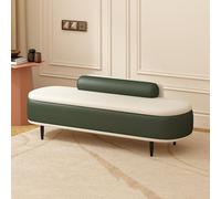 Banco otomano grande de almacenamiento, tapizado de piel sintética, muebles de entrada y dormitorio, elegante color verde oscuro y diseño perfecto para sala de estar o final de cama, 60 cm