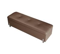 Banco otomano moderno de cuero acolchado suave para sala de estar y dormitorio, versátil reposapiés para reposar al final de la cama, color rojo y marrón, 80 cm