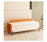 Banco otomano moderno de piel sintética con cojín grueso, color crema, 120 cm, elegante asiento tapizado con ventana para decoración del hogar y nización
