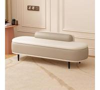 Banco otomano moderno de piel sintética de 80 cm, tapizado, reposapiés, para dormitorio, bisagra de cierre de seguridad, elegante asiento final de cama (camello y beige)
