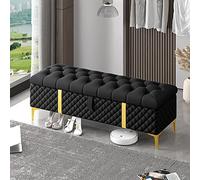 Banco otomano moderno de piel sintética para almacenamiento, asiento tapizado al final de la cama con compartimento oculto, solución elegante y que ahorra espacio para una vida organizada