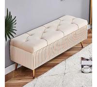 Banco otomano moderno de terciopelo con patas doradas, reposapiés tapizado, elegante, para entrada y sala de estar, color beige
