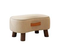 Banco otomano moderno de terciopelo, taburete pequeño con mango portátil, patas gruesas para sala de estar, pasillo, dormitorio, muebles elegantes de acento beige