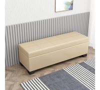 Banco otomano moderno extra largo tapizado de cuero con armario ideal para uso doméstico en entrada y pasillo (E 170 x 40 x 40 cm)