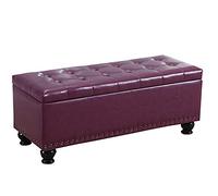 Banco otomano morado - Reposapiés de poliuretano para dormitorio - Caja Recular Sto con remaches Det - Capacidad de peso de 150 kg - Taburete versátil para zapatos (60 x 40 x 42 cm)