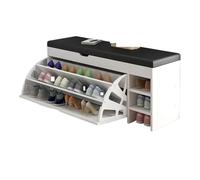 Banco otomano para zapatos de piel sintética, asiento de almacenamiento, elegante zapatero con asiento, blanco, 60 x 30 x 51 cm, perfecto para decoración del hogar y ahorro de espacio