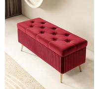 Banco otomano rectangular de madera para almacenamiento, versátil caja de almacenamiento para interiores, taburete de entrada, elegante contenedor de puf con pies para dormitorio y sala de estar