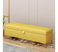Banco otomano rectangular de piel sintética color amarillo, moderno, multifuncional, para entrada, reposapiés y dormitorio, elegante contenedor interior para sala de estar