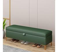 Banco otomano rectangular de piel sintética de color verde moderno, reposapiés multifuncional y contenedor de entrada para dormitorio y sala de estar, 100 x 40 x 40 cm