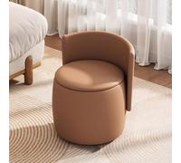 Banco otomano redondo de almacenamiento con respaldo, moderno taburete tapizado, reposapiés para dormitorio, sala de maquillaje, sala de estar, banco de almacenamiento elegante y funcional
