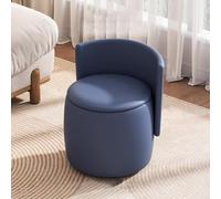Banco otomano redondo de almacenamiento con respaldo, taburete tapizado para dormitorio, sala de estar, asiento versátil y reposapiés