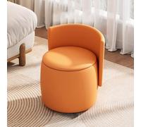 Banco otomano redondo de almacenamiento con respaldo, taburete tapizado y reposapiés, ideal para dormitorio y sala de estar, elegante asiento de sala de maquillaje, solución de ahorro de espacio