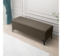Banco otomano Sto de piel sintética extra largo - Reposapiés tapizado para dormitorio, sala de estar y entrada - Taburetes funcionales con amplio espacio Sto (café)