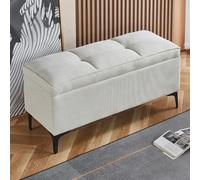 Banco otomano tapizado de almacenamiento con reposapiés, para entrada, dormitorio, extremo de cama, cofre