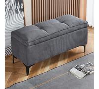 Banco otomano tapizado de almacenamiento con reposapiés, para entrada, dormitorio, extremo de cama, cofre