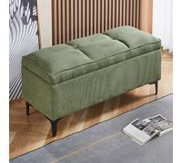 Banco otomano tapizado de almacenamiento con reposapiés, para entrada, dormitorio, extremo de cama, cofre