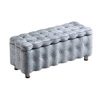 Banco otomano tapizado de almacenamiento, reposapiés multifuncional con forro polar de hielo para sala de estar, dormitorio, pasillo, cambiador de zapatos y almacenamiento en el extremo de la cama