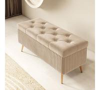 Banco otomano tapizado de almacenamiento, taburete de almacenamiento para dormitorio, taburete de tocador de maquillaje, reposapiés, puf de sala de estar, banco de extremo de cama, solución de