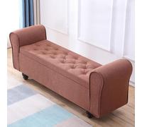Banco otomano tapizado de gran capacidad con patas de madera para dormitorio y sala de estar