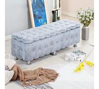 Banco otomano tapizado de Terciopelo con Almacenamiento, Ideal para la Entrada, Guardar Zapatos, con Patas de Metal, como un cómodo reposapiés para la Sala de Estar y el Dormitorio. Color gr