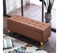 Banco otomano tapizado moderno para entrada con reposapiés versátil de lino para sala de estar y dormitorio, color marrón claro, 100 x 40 x 45 cm, elegante solución para ahorrar espacio