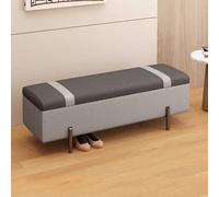 Banco otomano tapizado moderno para entrada y dormitorio, reposapiés rectangular con asiento oculto, gris oscuro y claro, 70 cm, elegante decoración del hogar