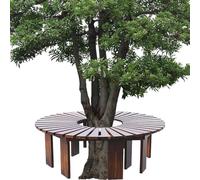 Banco para árbol envolvente, bancos de jardín curvos de madera, asientos semicirculares para Patio al aire libre, soporte para plantas resistente a la intemperie para balcón(Wood Color,Round)