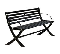 Banco para Exterior Negro, Asiento de Láminas de Zinc, Patas de Hierro Fundido, Capacidad de Carga de 400 kg, Banco de Jardin de 2-3 Plazas, Ideal para Porches y Balcones(150x53x72cm/59x21x28in)