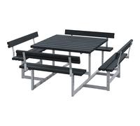 Banco para grupos de 8 personas L x P 2240 x 2240 mm, con 4 respaldos