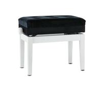 Banco para piano GEWA Compartimento Deluxe (madera maciza, carga de rotura de 2 toneladas, asiento de 52x30 cm, mecanismo de tijera preciso, altura de 48 a 57 cm), blanco mate