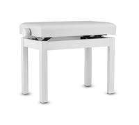 Banco para Piano GEWA Student: Madera Maciza, tapizado de Cuero sintético, Ajuste de Altura Suave de 48 a 57 cm, Estructura Estable, Blanco Mate