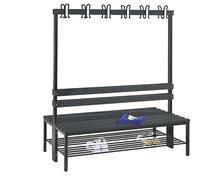 Banco para vestuarios BASIC, por ambos lados C+P, listones de plástico