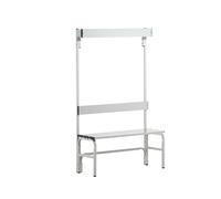 Banco para vestuarios con listones de aluminio Sypro, H x P 1650 x 375 mm, por un lado